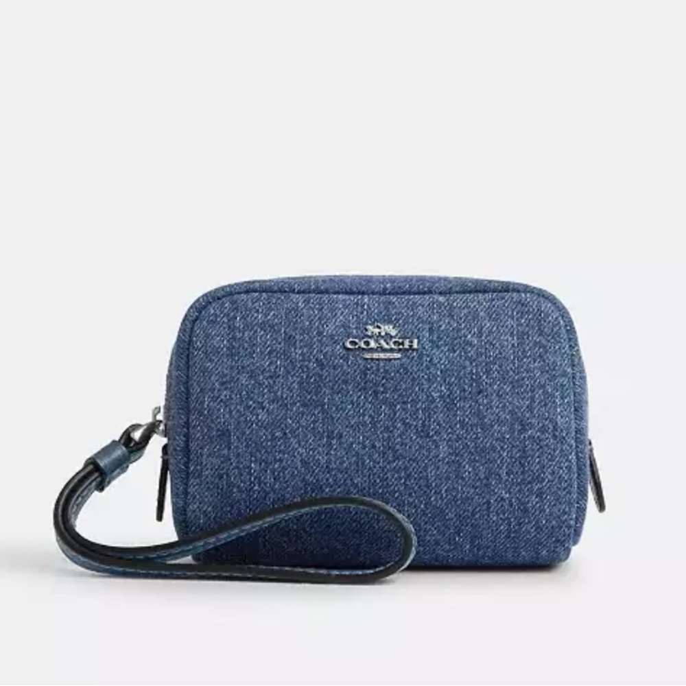 Coach Denim Blue Pouch Wristlet